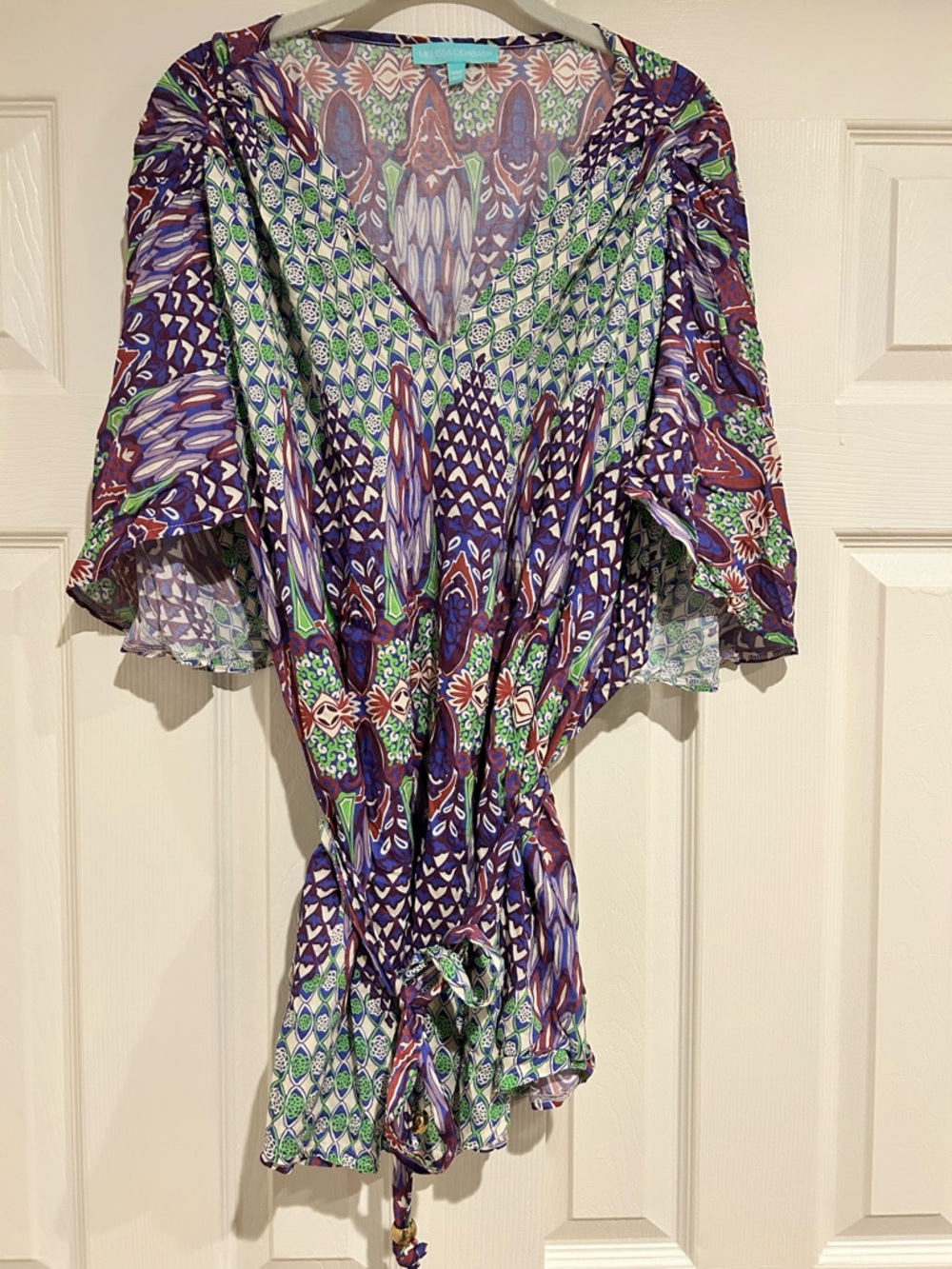 Vibrant Purple & Green Printed Swim Coverup Melissa Odabash